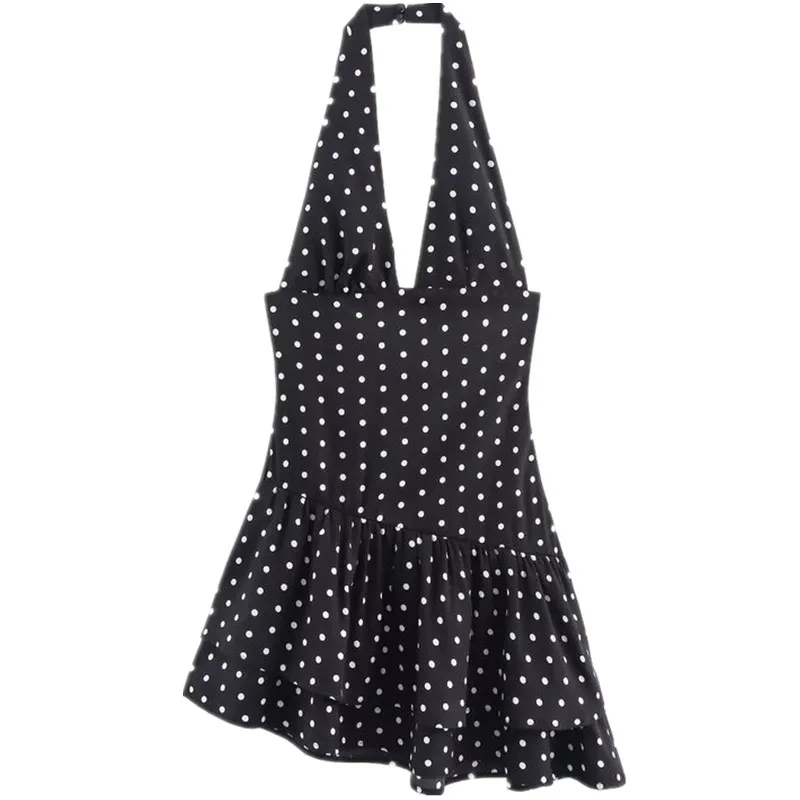 Verano 2025 Nuevo Vestido de Mujer E de Cintura Alta de Aodón con Estampado de Cuadros de Vichy, Diseño de Cuello So...