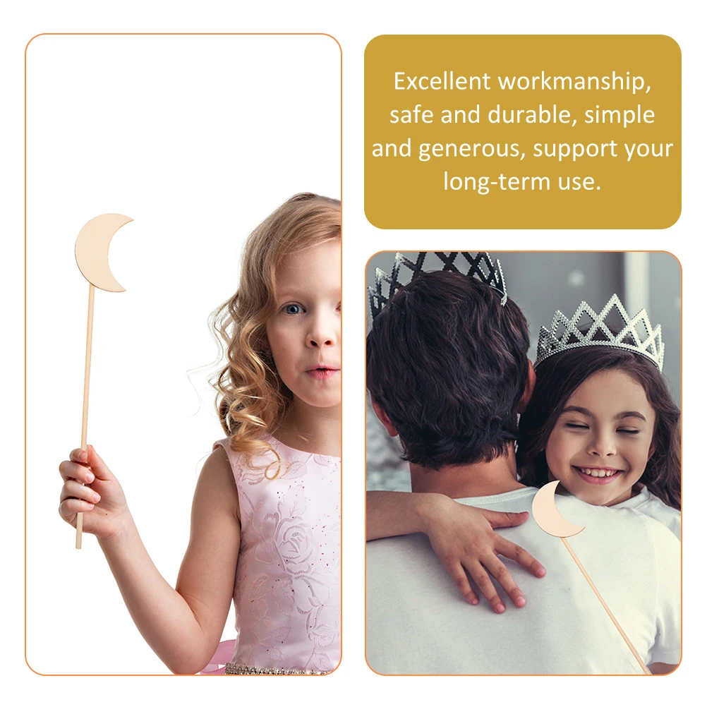 

6 Pcs Moon Wand Party Favors Accessories Fairy for Diy Wooden Sticks Decorations