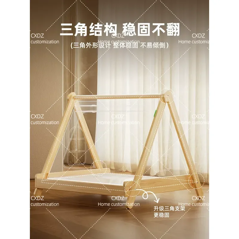 Solid Wood Dog House Four Seasons Universal Pet Tent Puppy Kennel Off Ground Moisture Proof Small Dog Bed for Bichon