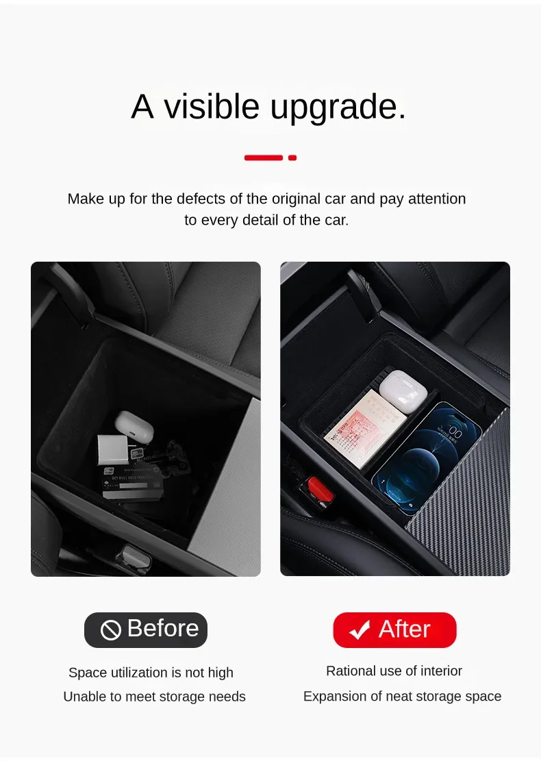 Für Tesla Model Y YL Juniper 2025 2026 Mittelkonsolen-Aufbewahrungsfach Armlehnenbox Organizer Box Model 3 Highland 2024 Zubehör – Detail 8