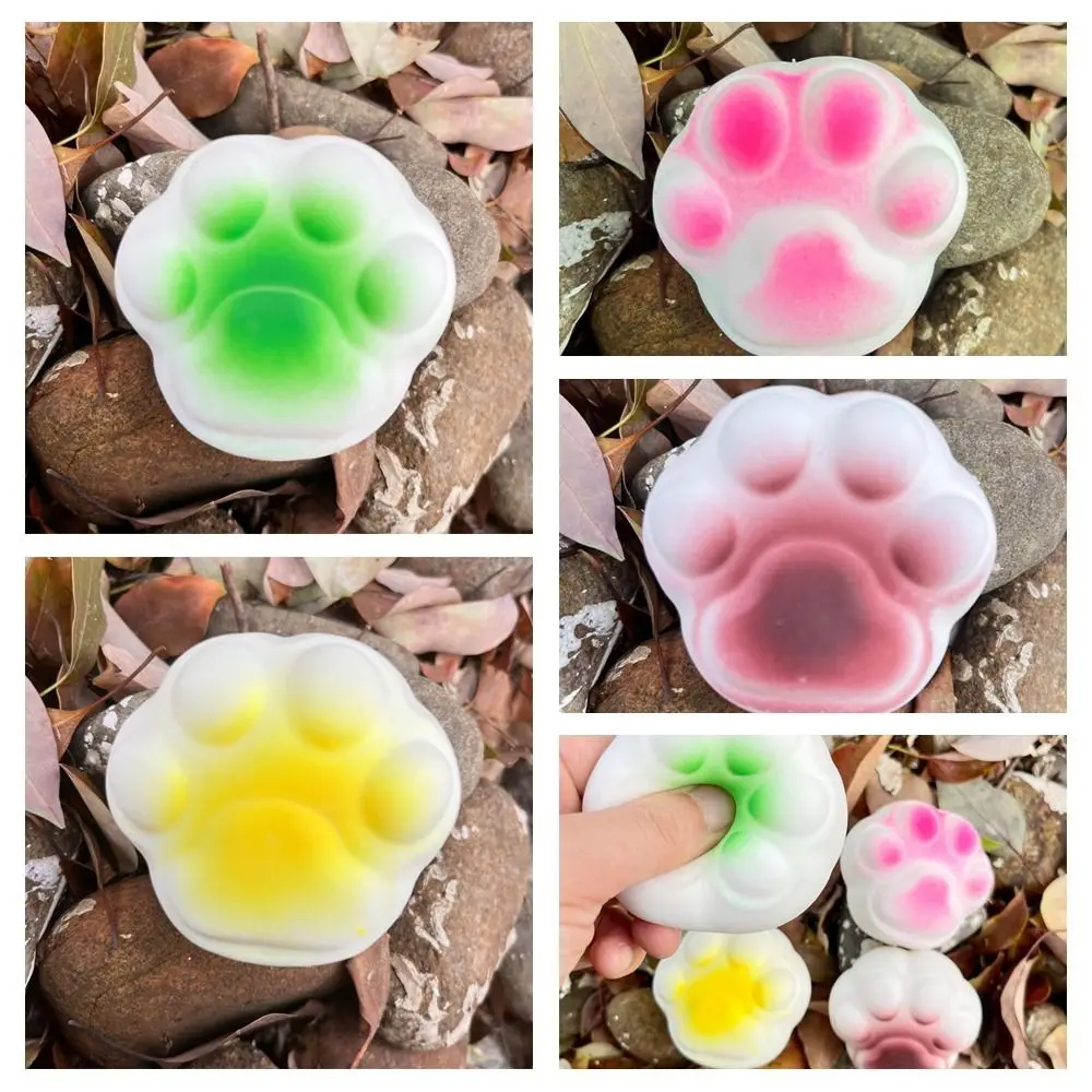 Soft Sensory Cat PAW Squeeze ของเล่นซิลิโคนที่น่าสนใจความเครียดบรรเทาของเล่น 3D TPR Pinch Decompression ของเล่นเด็ก