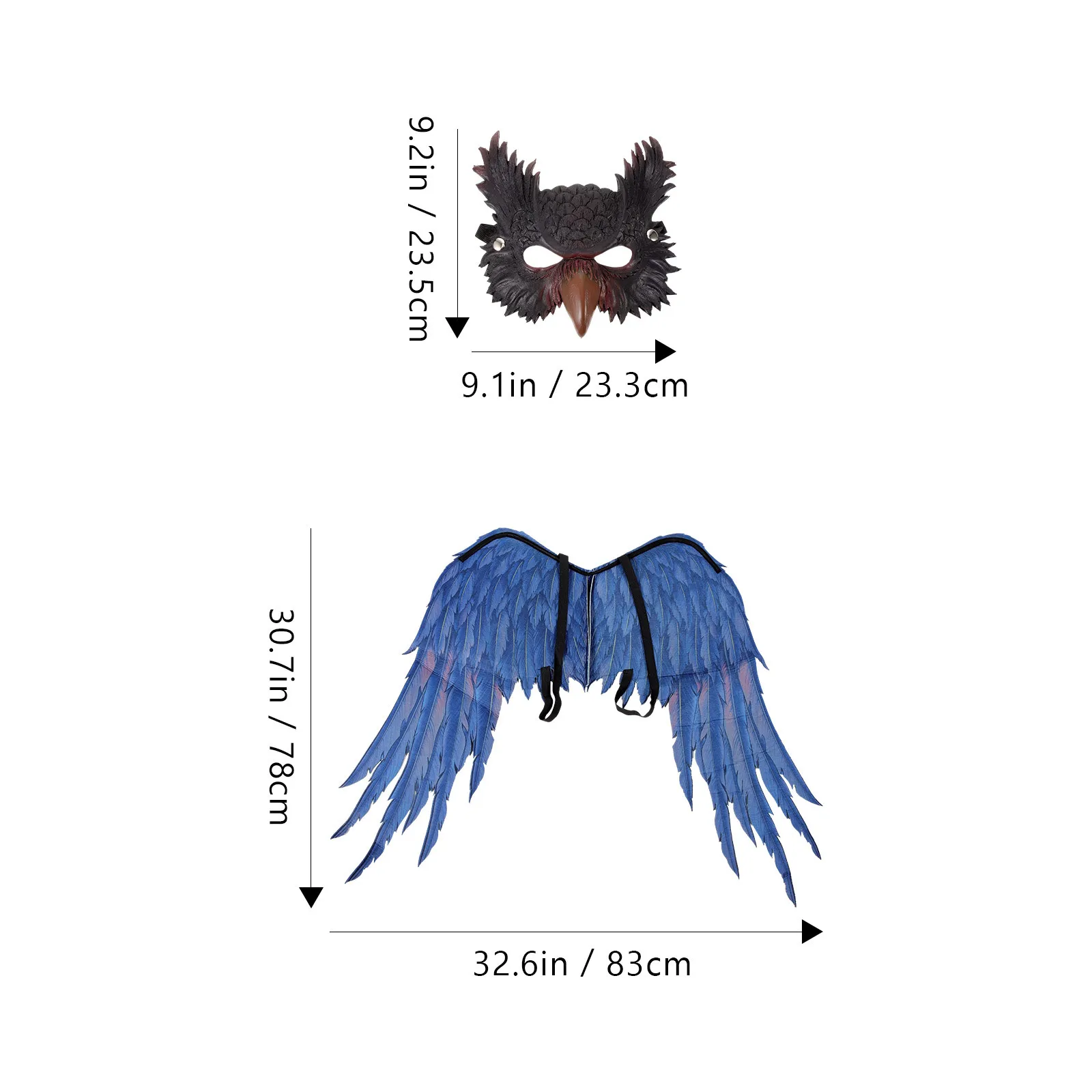 1 ensemble d'ailes de masque de hibou, accessoire de Costume d'halloween, accessoire de Cosplay de fête, robe fantaisie, masque de carnaval, Kit de Costume de hibou léger