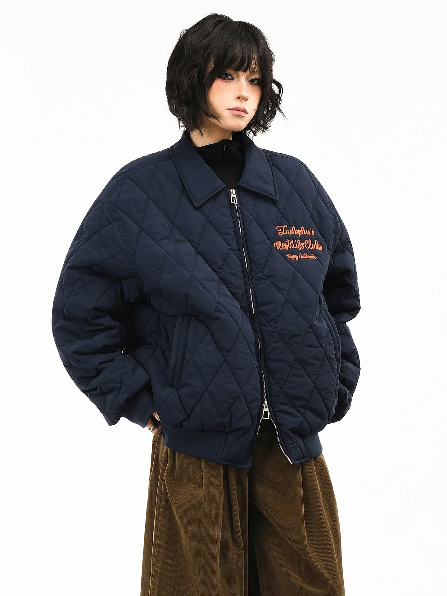 

Оригинальная американская бейсбольная куртка OV с вышивкой и стразами, хлопковая, женская, зимняя, свободная, теплая, в стиле ретро, хлопковое пальто для мужчин