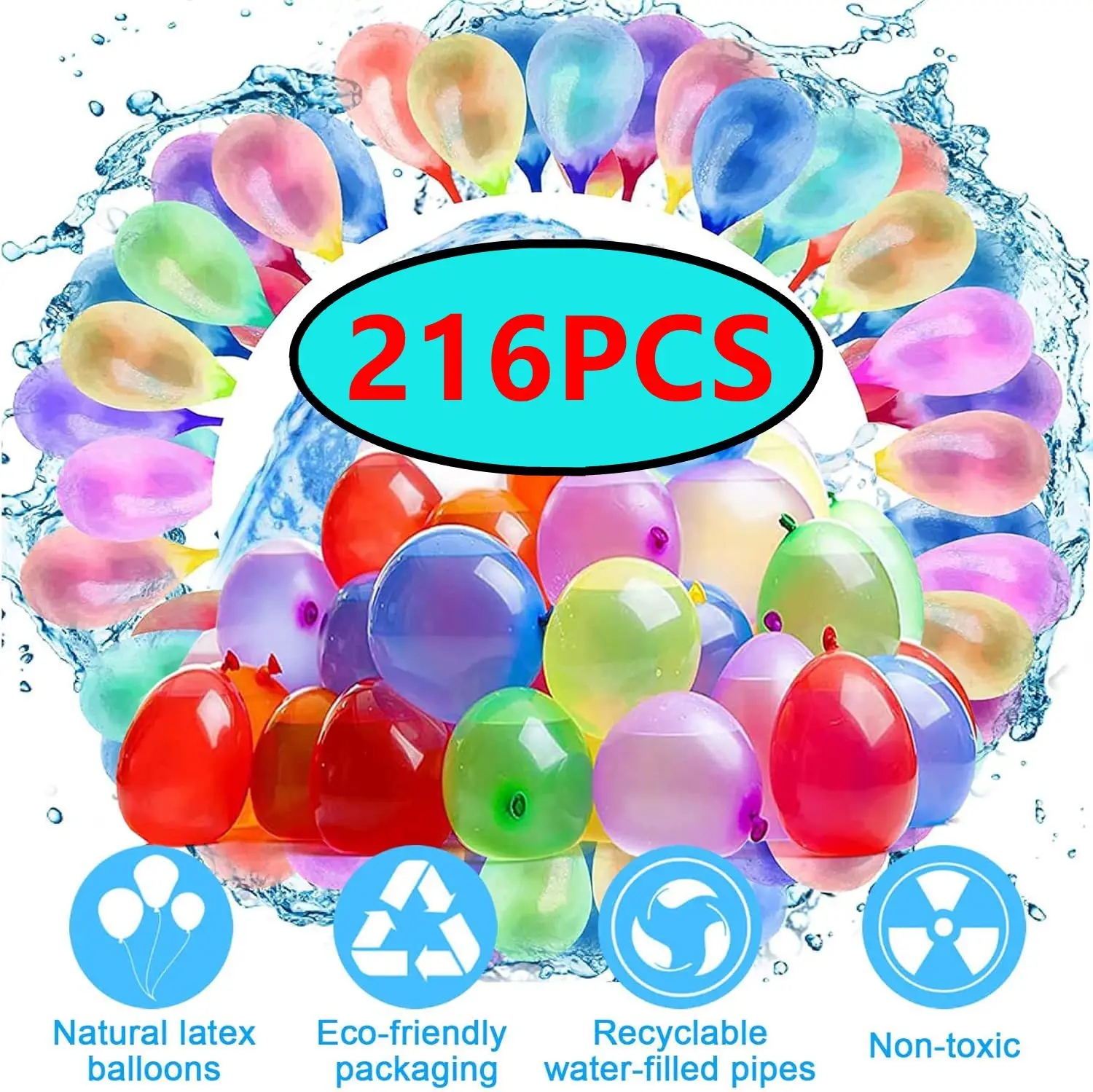 1 Packung (216 Stück) Neuer selbstdichtender, schnell befüllender Wasserballon, sofortige Wasserbomben, Kinder, Sommer, Wasserkampf, Party im Freien, Strandspielzeug