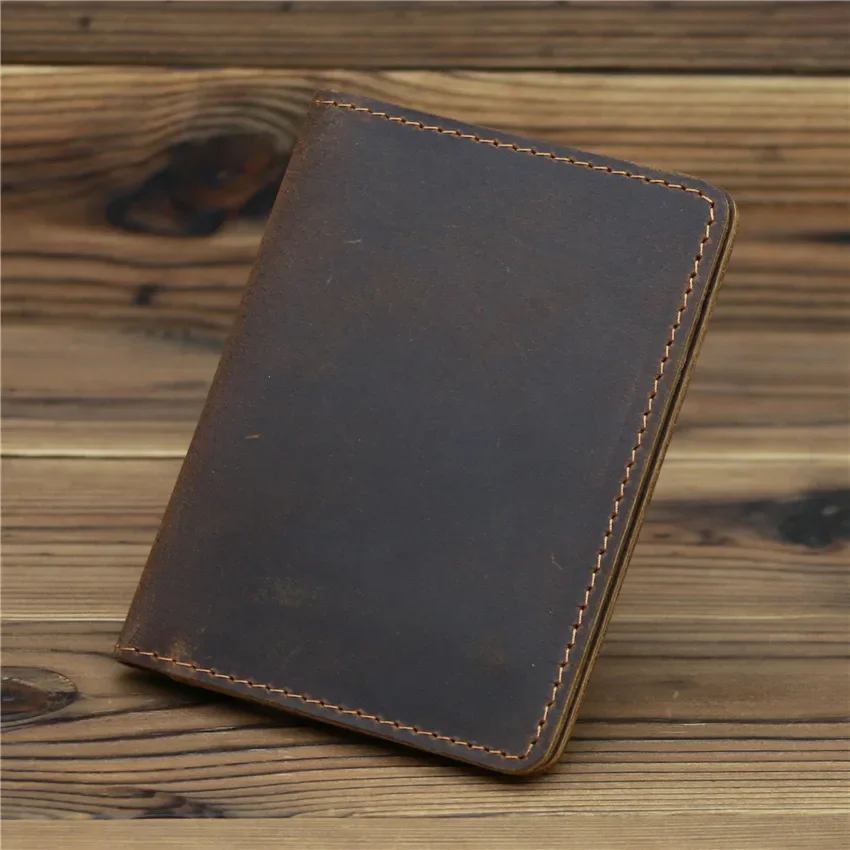 Crazy Horse Leather Passport Cover Women Men Genuine Leather Passport Case Pocket Carry Travel Card Holder Wallet