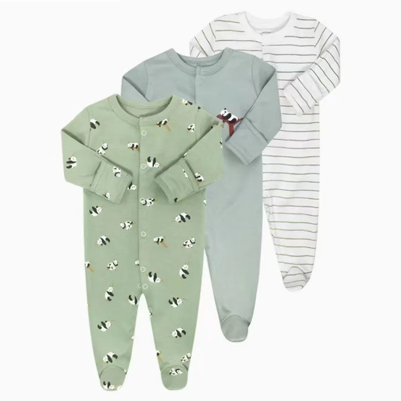 3PCS Spring and Autumn Fashion Newborn Baby Boys Clothes Girl Romper 100% Cotton Print Long Sleeve 0-12M bebe Jumpsuit Clothing