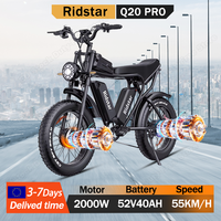Ridstar Q20 Electric Bike 2000W Dual Motor 52V40AH Lithium Battery Mountain Motorcycle Electric Bicycle 20*4.0 Fat Tire E-bike