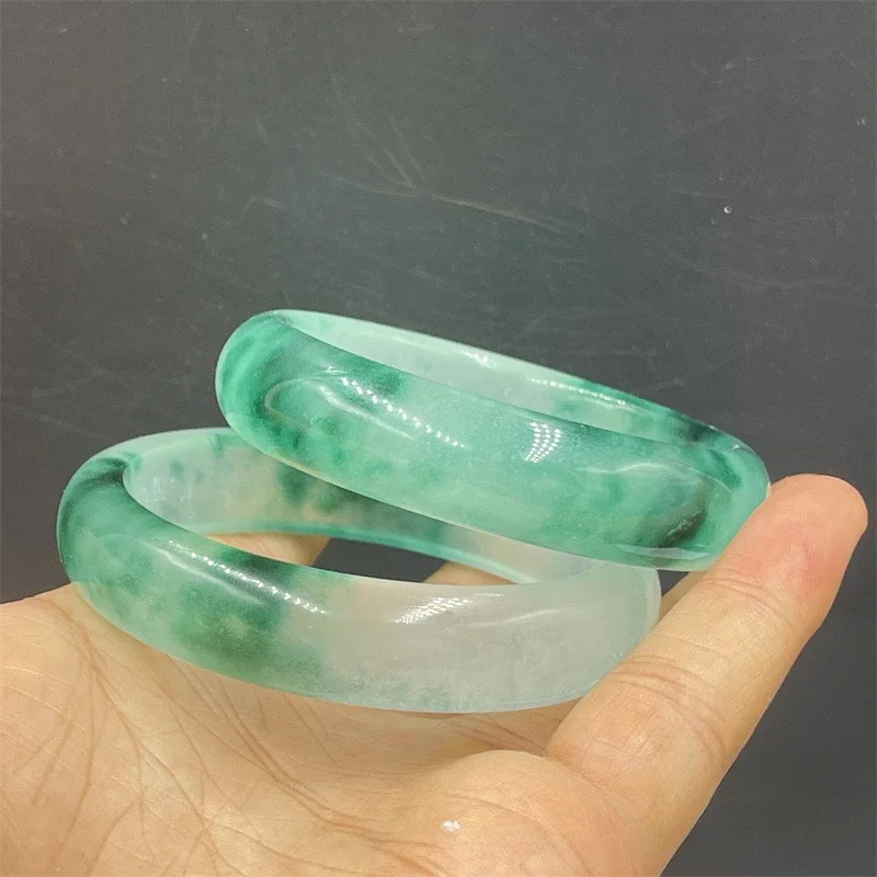 

Jadeite Floating Flower Bracelet Ice Seed Yang Green Ancient Style Bangle Wealth Ping An High End Decorative Jewelry Gift