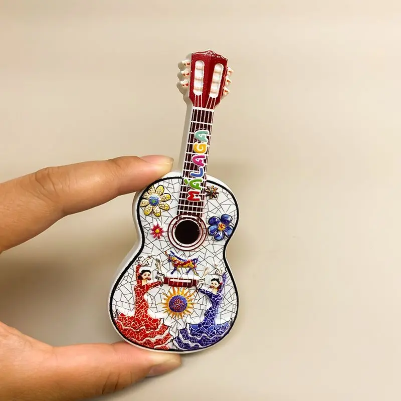 

Malaga, Spain Tourist Souvenirs Dancing Girl Guitar Refrigerator Magnet Three-Dimensional Resin Home Decoration Gift