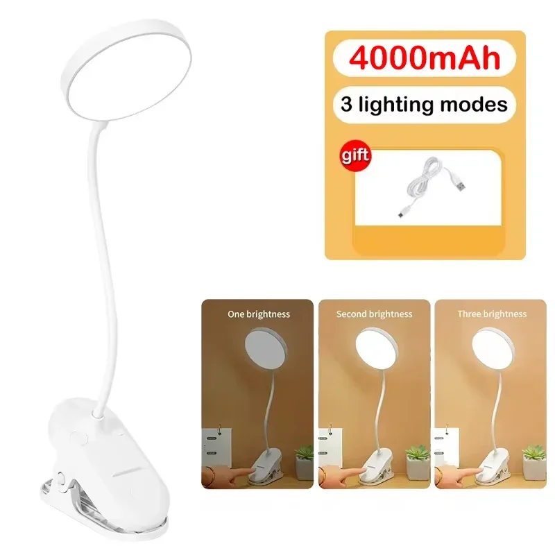 Led Table Lamp USB Rechargeable Night Light With Folding Clamp Study Stand Read Lamp Touch 3 Modes Dimming Eye Protection Light, image 10