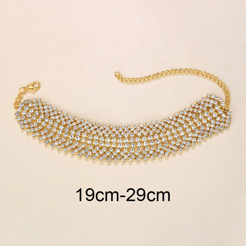 Stonefans Beach Multi Layer Anklet Rhinestone Foot Jewelry for Women Boho Bling Crysta Rhombus Anklet Bracelet on Leg Chain