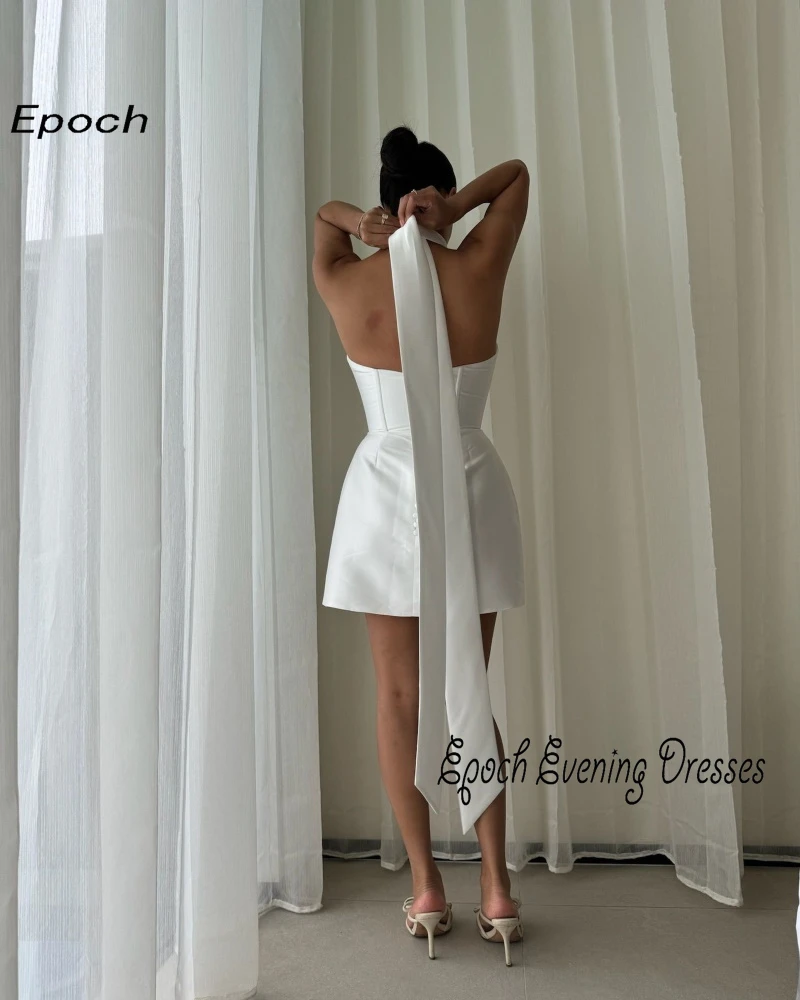 Epoch-vestidos de novia cortos para mujer, vestidos de novia elegantes sin tirantes, mini vestidos de novia con chal largo