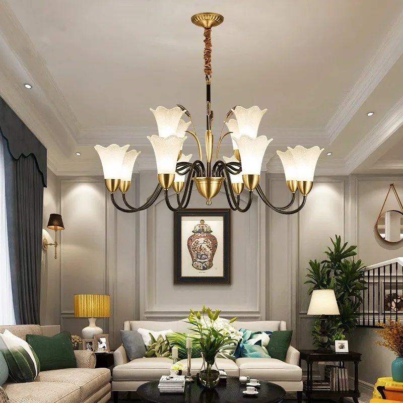 

American Light Luxury Living Room Dining Room Master Bedroom Modern Personality Golden Wheat Pastoral Chandelier