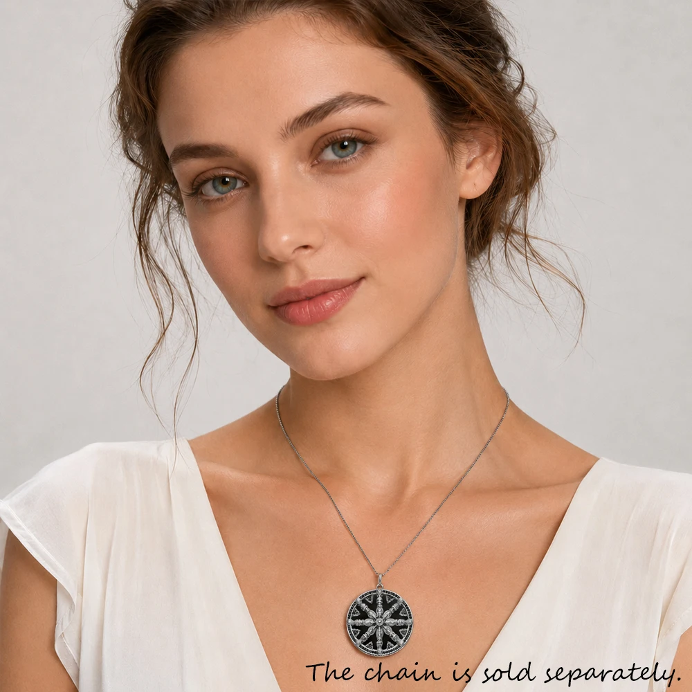 Pendant Karma Wheel Brand New Fine Jewelry Europe Vintage Accessories 925 Sterling Silver Gift For Woman Men 2