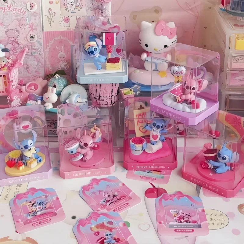 

Disney Authentic Stitch Cute Blind Box Collectible Figure Preserved Flower Ornament Romantic Birthday Confession Gift For Girls