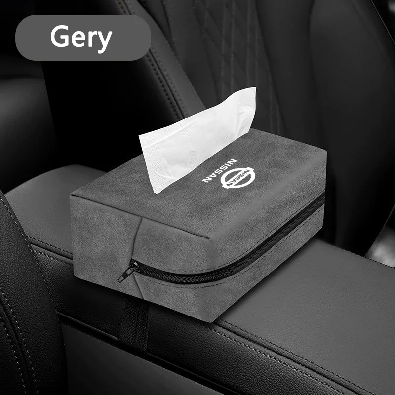 Leather Car Tissue Box For Nissan Juke Navara Sentra Leaf Almera X-trail Car Armrest Box Paper Towel Organizer Auto Accessories