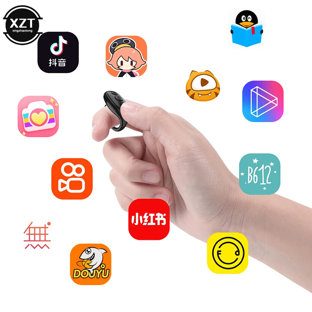 Bluetooth Fingertip Video Controller Tiktok Short Video Page Flipping Device Mobile Phone Wireless Ring Remote Control Camera