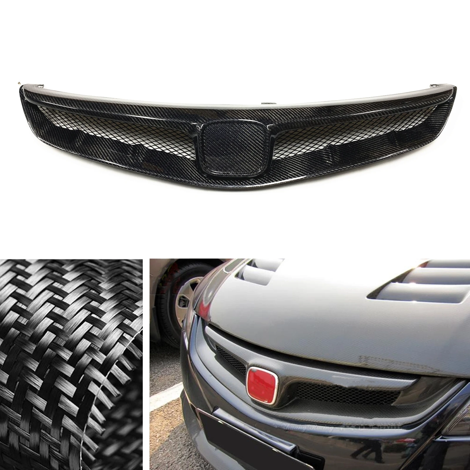 

Car Front Grille Racing Grill Upper Replacement Bumper Hood Mesh Mid Grid For Honda Civic 2006-2008 FD2 JDM