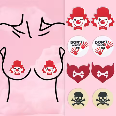 Funny Clown Joker Style Nipple Covers Disposable Invisible Breathable Pasties Satin Bra Stickers Women Underwear Accessories