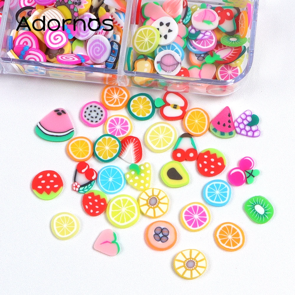 Love Heart Nail paillettes Polymer Clay Colorful Nail Design Cute Poker Card Fruit Cake Shape Mix Nail Art forniture e decorazioni