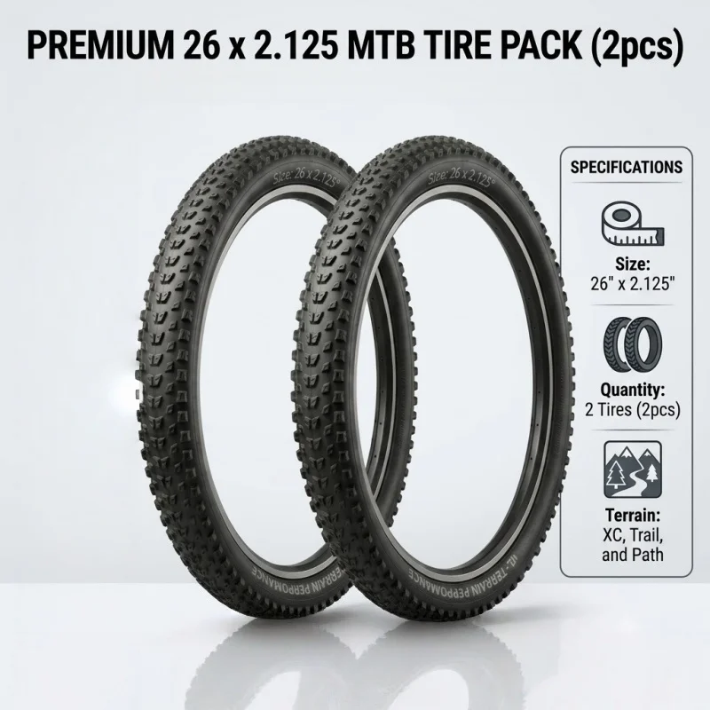 2Pc 29/27.5/26x2.125 MTB Bicycle Tires Mountain Bike Tyre Small Block Knobby Tread All Terrain XC Cycle Parts Replacement  Wheel view 3