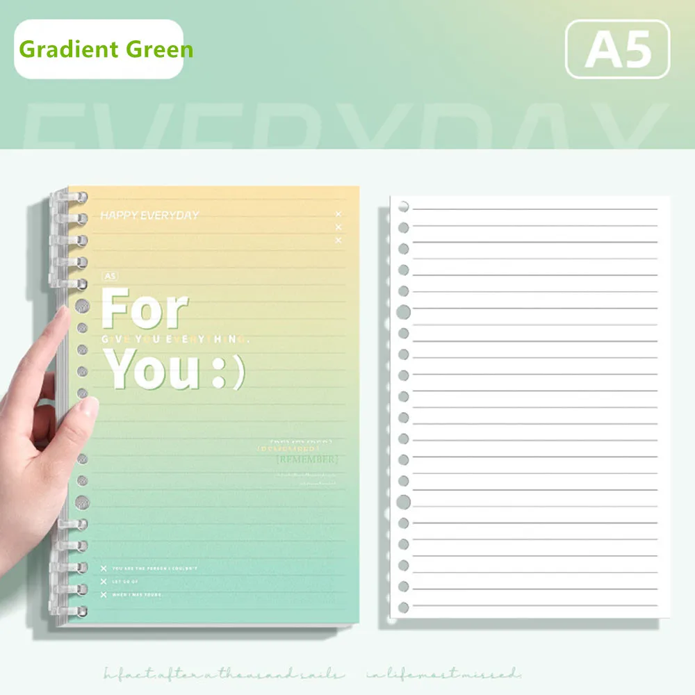 Waterproof Gradient Color Detachable Ring A5 Notebook For Postgraduate Exams Notes Organizer