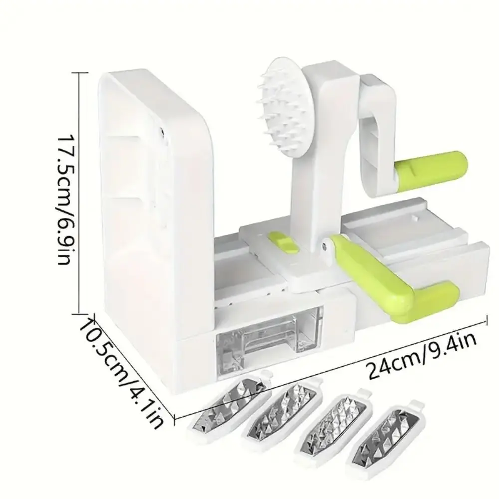4 Blades Vegetable Spiralizer Multifunctional Manual Hand Crank Grater Foldable Suction Base Zucchini Noodle Maker Potato