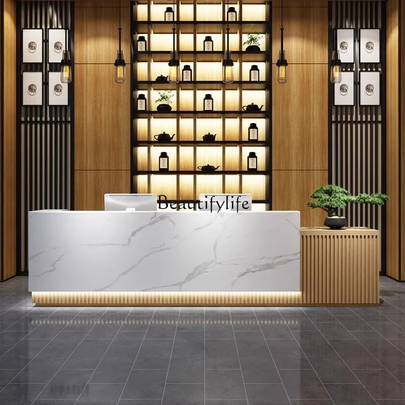 

Company Front Reception Desk Lacquered Beauty Salon Bar Counter Simple Modern Chinese Style