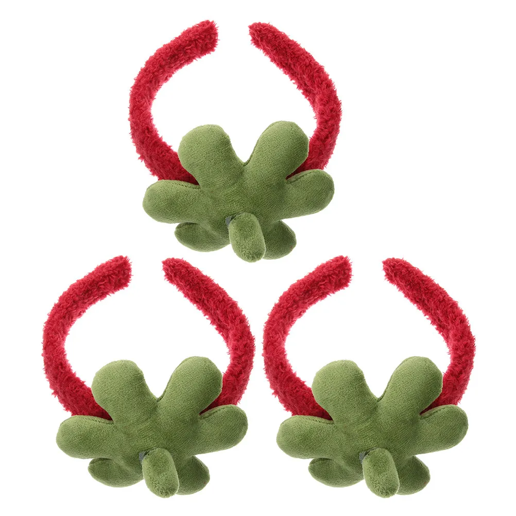 

3Pcs Strawberry Leaf Headband Set Fun Cartoon Design Wide Fit for Skincare Routine Face Wash Makeup Shower Spa Beach Vacation