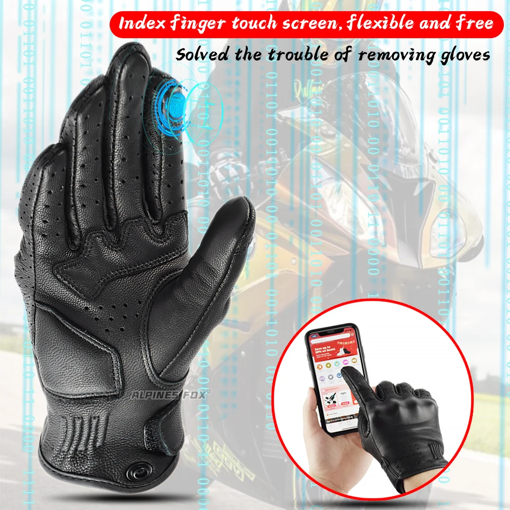 Retro Leather Motorcycle Gloves Locomotive Guantes Men Women Racing Motorbike Gloves Off-Road MX MTB DH Cycling All Season Luvas
