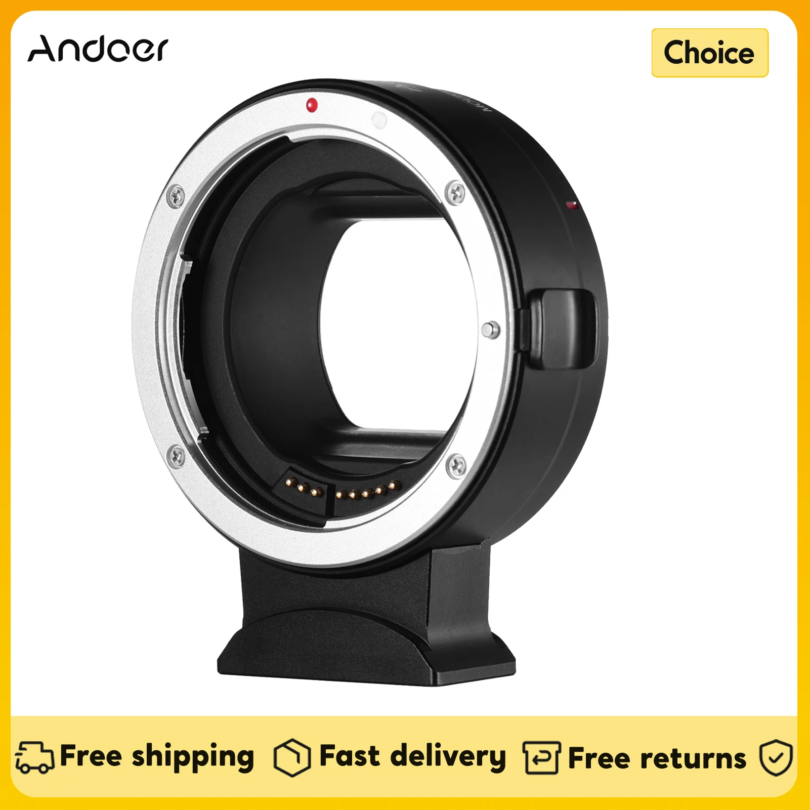 Andoer EF-EOS R Autofocus Camera Lens Adapter Ring IS Image Stabilization for Canon EF EF-S Lens to Canon EOS R RF Mount Cameras