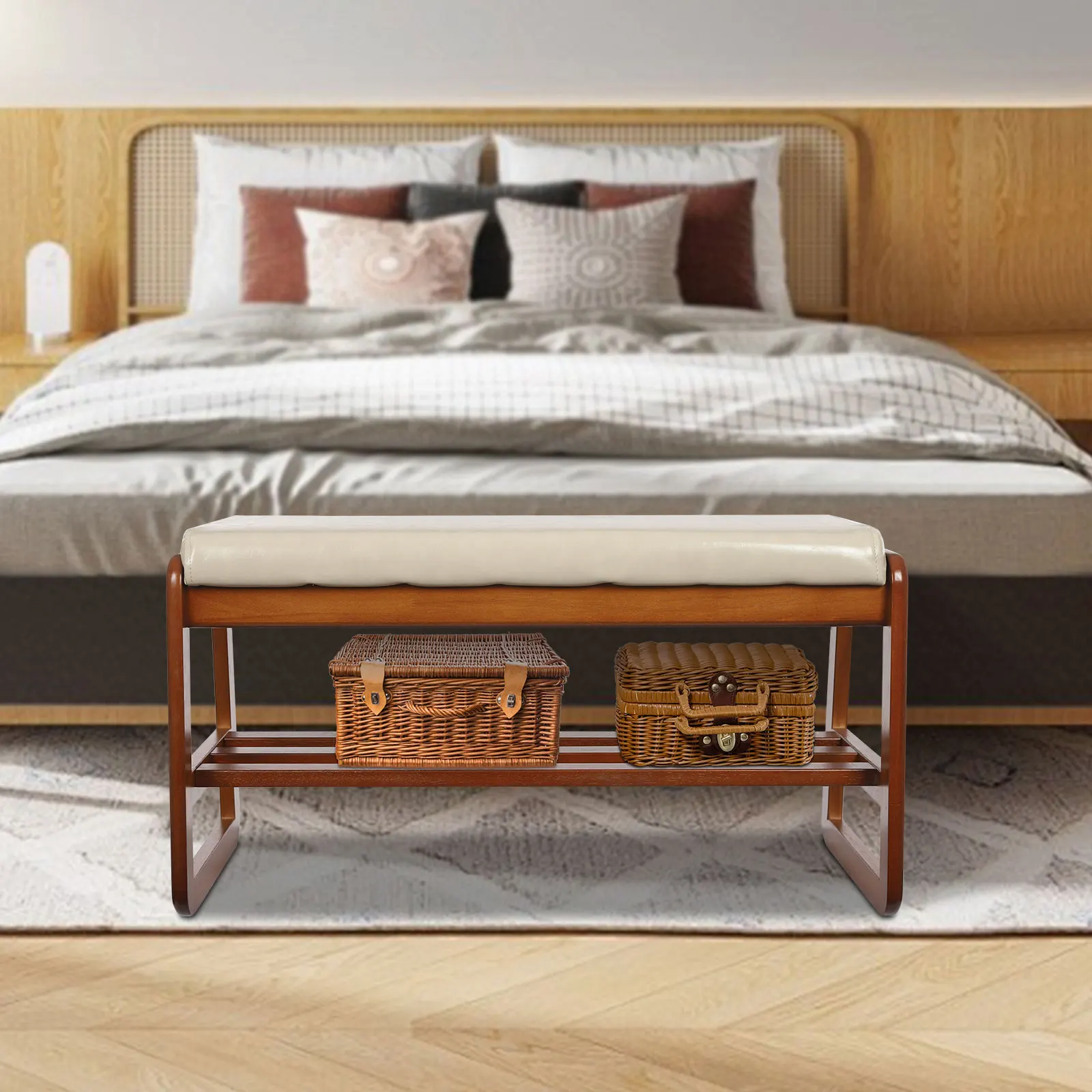 

Modern Shoe Bench, Rectangular Shoes Rack Bench for Entryway Freestanding, Shoe Rack Bench with Cushion 31.5*14.17*16.54in