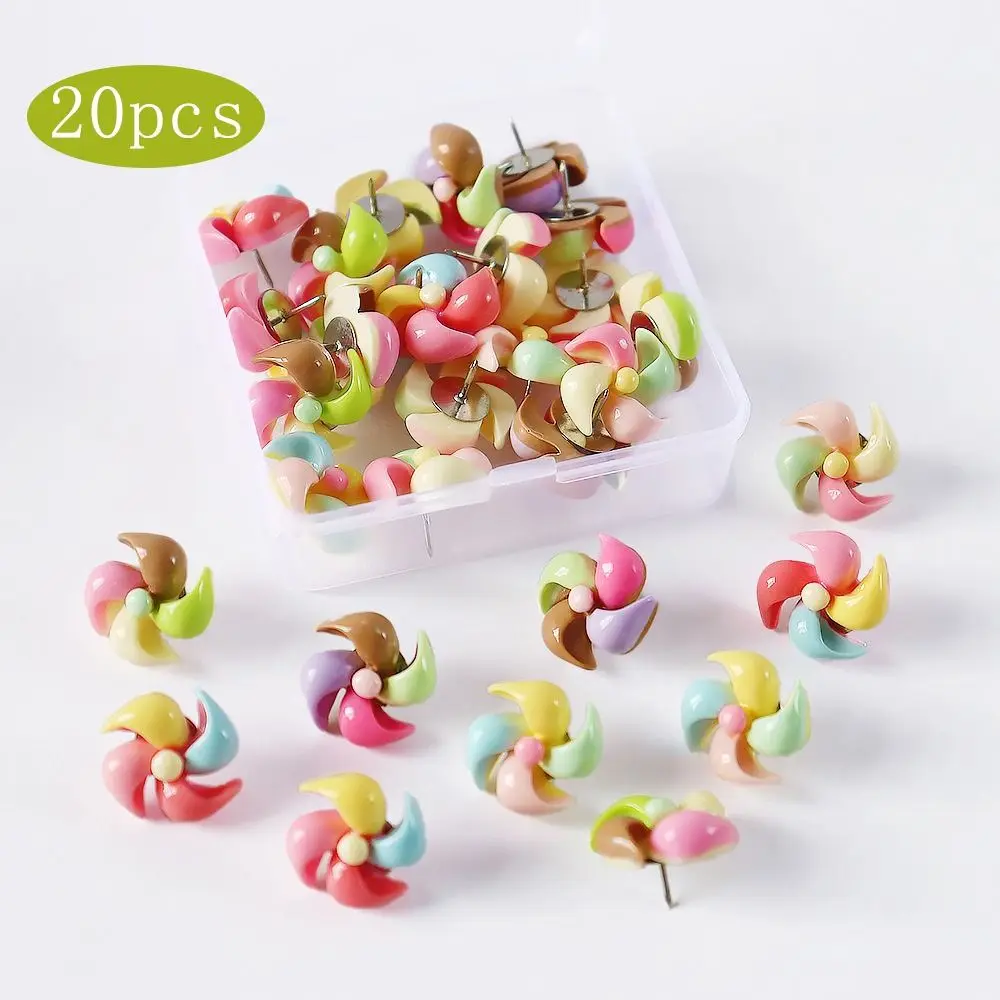 10/20/30Pcs Creative Windmill-Shaped Pushpins 3D Reusable Board Push Pin with Box DIY Decorative Studs Wall Markers