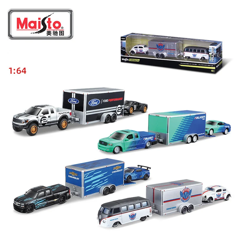 

MaiSto 1：64 3-in-1 Trailer Diecast Alloy Metal Car Model Collection Ornaments Child Toy Birthday Gift