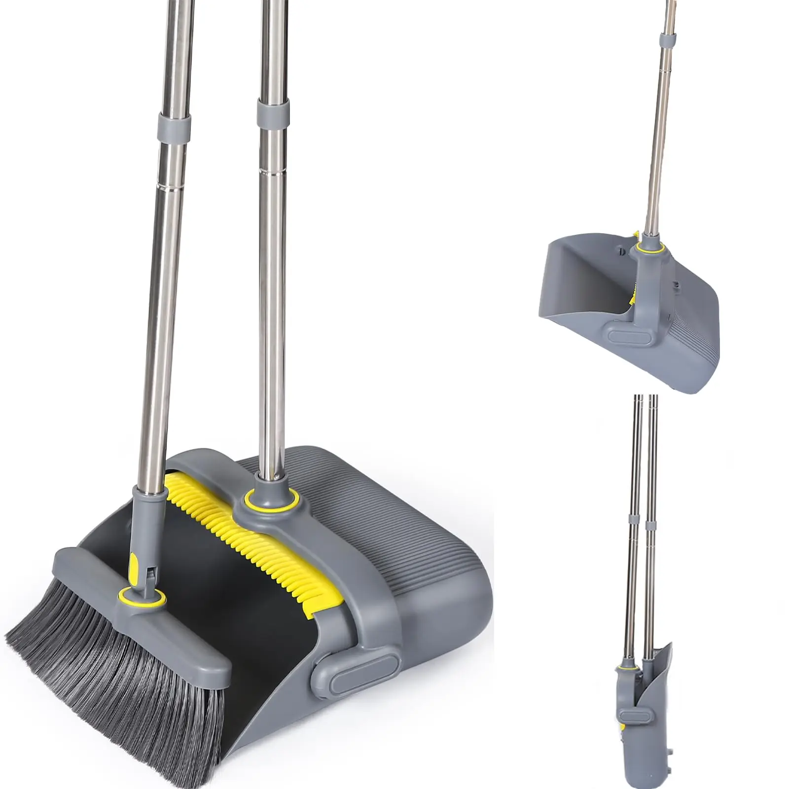 Upright Standing Broom with Dustpan Combo Set, Long Handle, Room, Kitchen, Office, Floor Sweeping