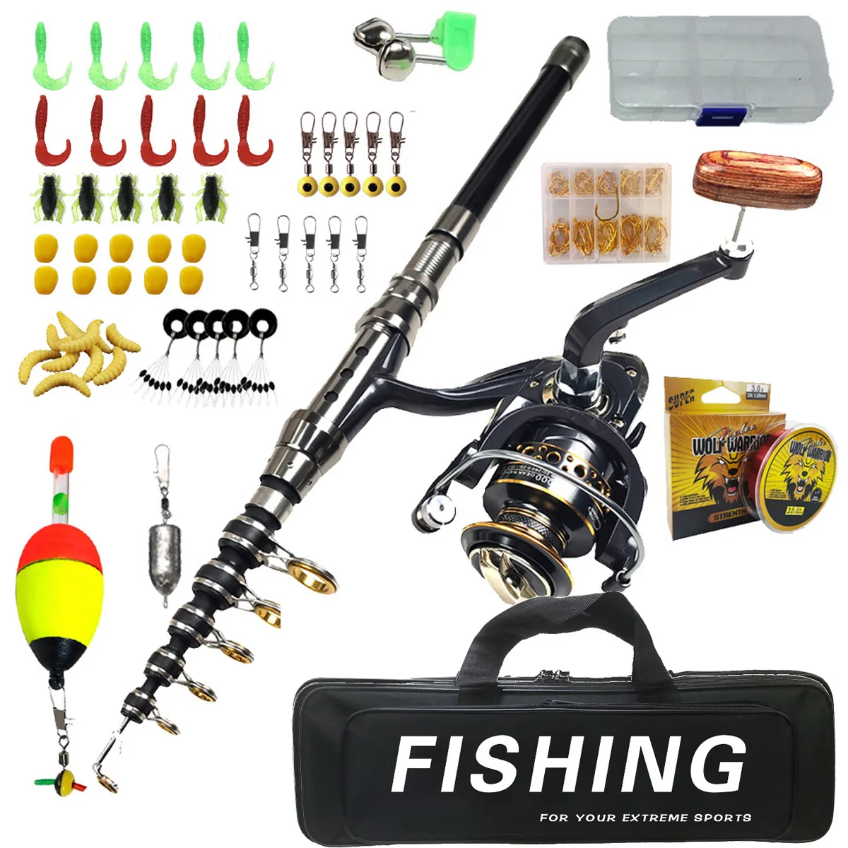 1.8m-3m Fishing Rod Set Long Casting Lure Sea Fishing Soft Bait Hooks Fishing Line Fishing Rod Complete Set Of Fishing Tackle