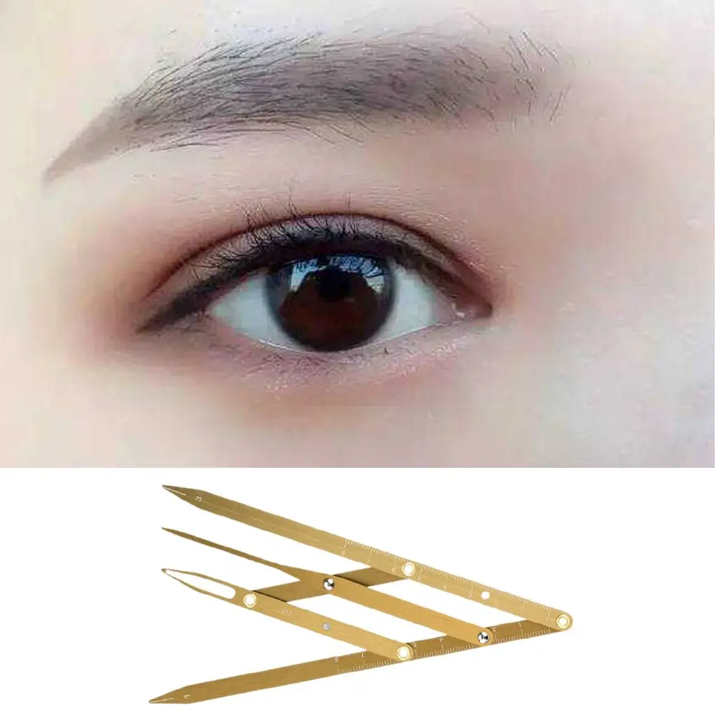 Foldable Stainless Steel Eyebrow Stencil DIY Ruler Microblading Calipers