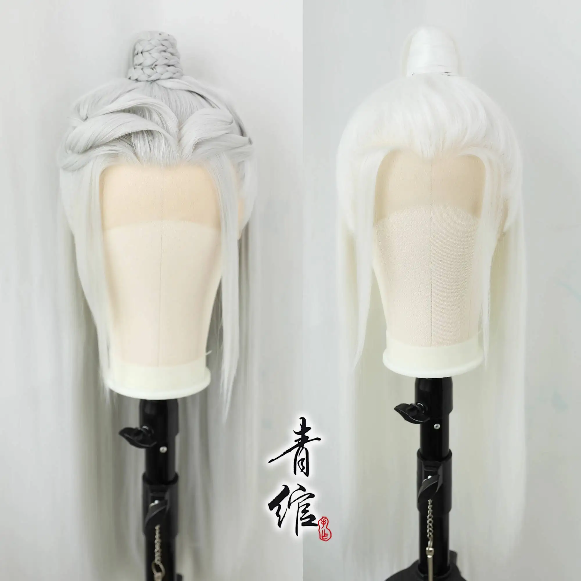 

Qingwan Hanfu Мужской Лисий Мастер Белые Волосы Передние Кружева Ручной Крючок Красота Набор Париков Бессмертный Герой