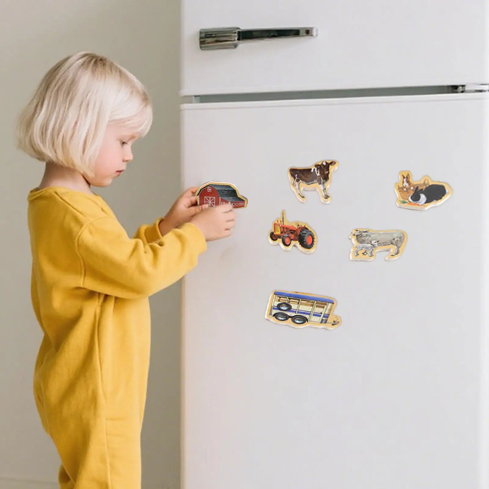 Kinder-Kühlschrankmagnete, Holzpuzzle-Spiel, Kinder-Kühlschrankmagnete, pädagogisches Metallbrett, magnetisches Zubehör für Wildtiere