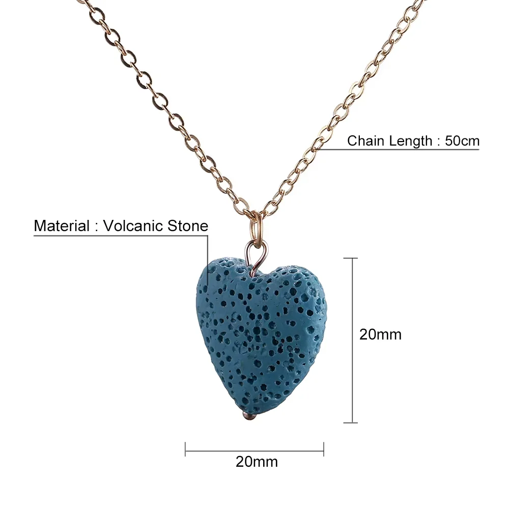 Vintage Star Rock Stone Heart Volcanic Pendant Necklace For Woman Fashion Handmade New Jewelry