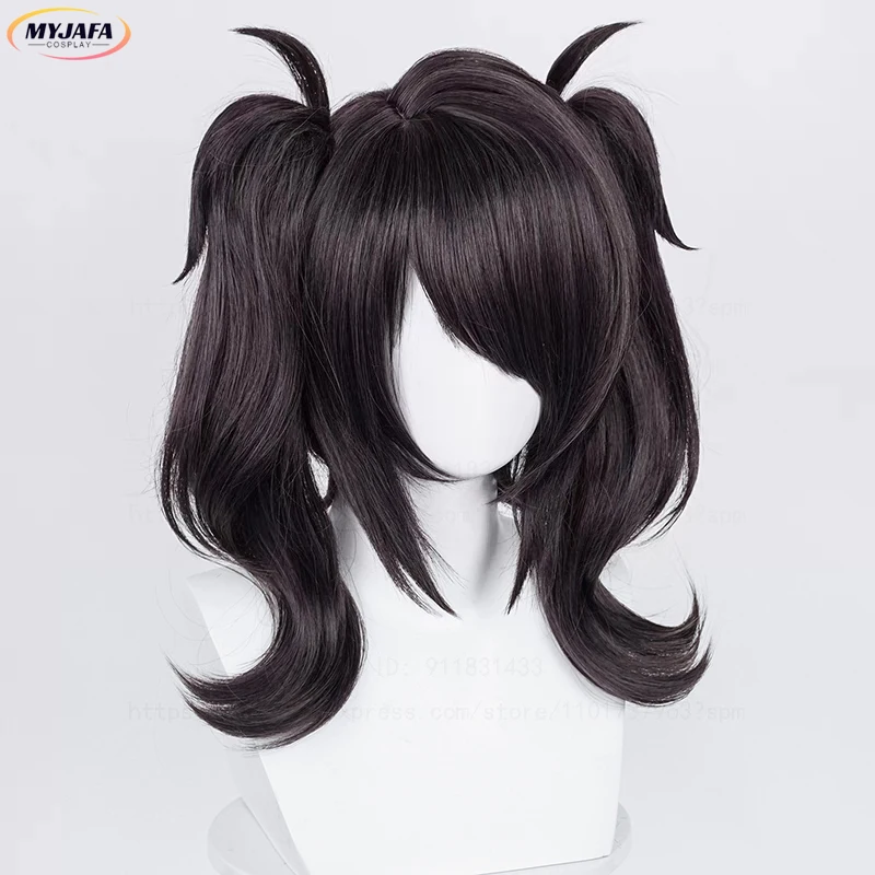 Ame Angel-chan Cosplay Perücke Regen Kurze Schwarze Doppel Clip Pferdeschwänze Hitzebeständige Kunsthaar OMG Kawaii Anime Perücken + Perückenkappe