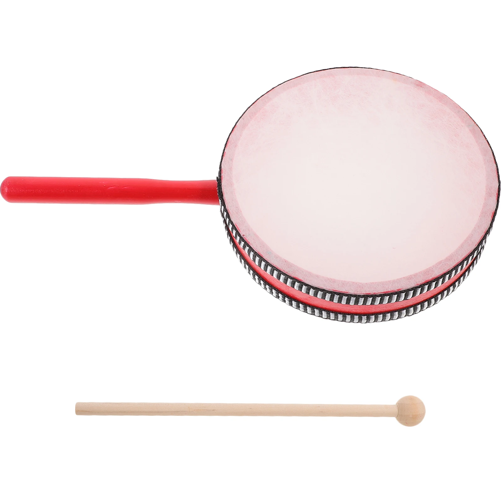 Hand Drum 6 Inch Wood Handle Kids Toys Percussion Instrument Musical Toy Drums Hand Drum Stick Toddler Educational Set Baby