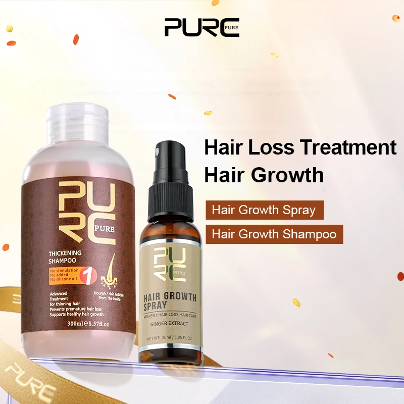 

Набор шампуней-спрей для роста волос PURC, лечение быстрого выпадения волос, разглаживание, восстановление поврежденных вьющихся волос, средства по уходу за сухими волосами