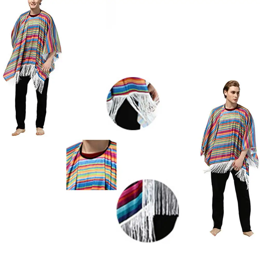 

Mexican Cloak Stylish Fringe Tassels Design Halloween Costume Cosplay Role Play Dress Up Mexico Clothes Prom Child