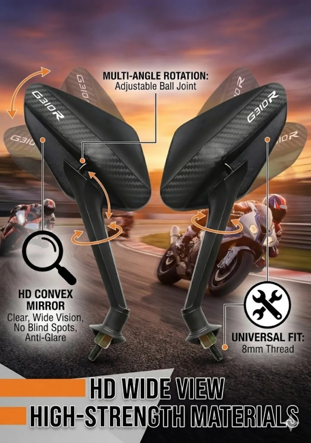 

Простота установки мотоциклетное зеркало заднего вида из углеродного волокна для BMW G310R 2016 2017 2018 2019 2020 2021 G310-R G310 R