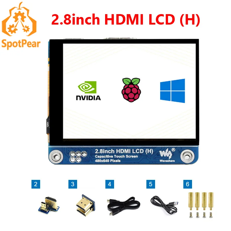 Raspberry Pi 2,8 Zoll HDMI LCD 480×640 Auflösung IPS kapazitiver Touchscreen kompatibel mit HDMI