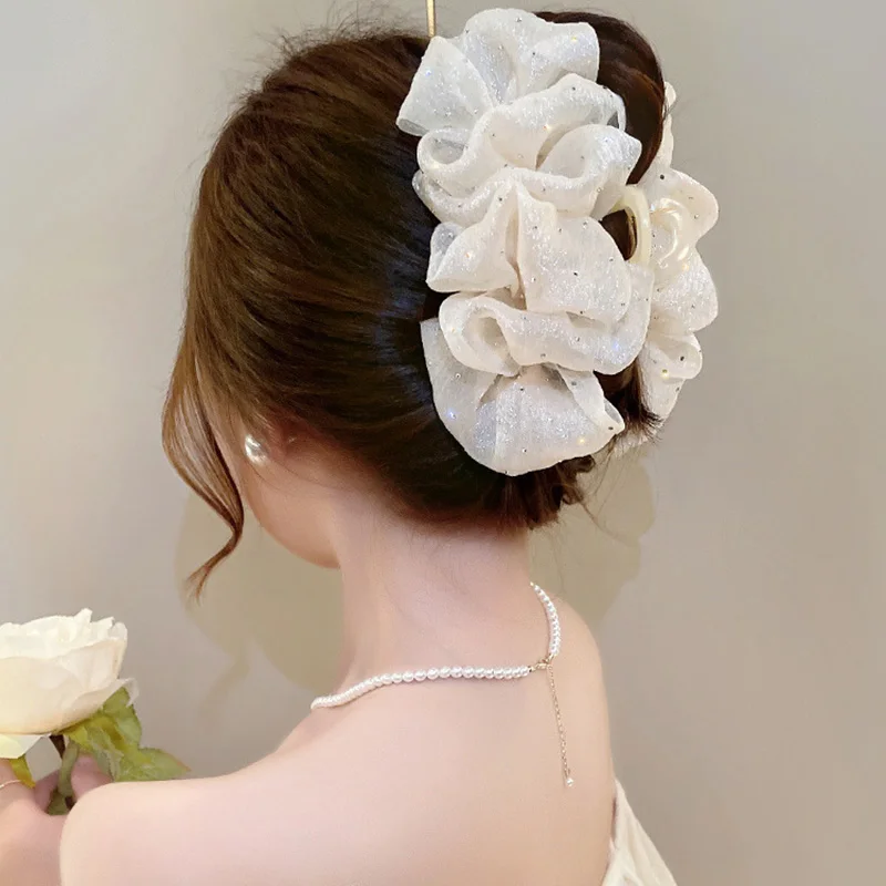 Süße Schleife Mesh Haarnadel Temperament elegante Frauen Haar Kralle Clips Prinzessin Kopfschmuck große Haltegriff weibliche Haarschmuck