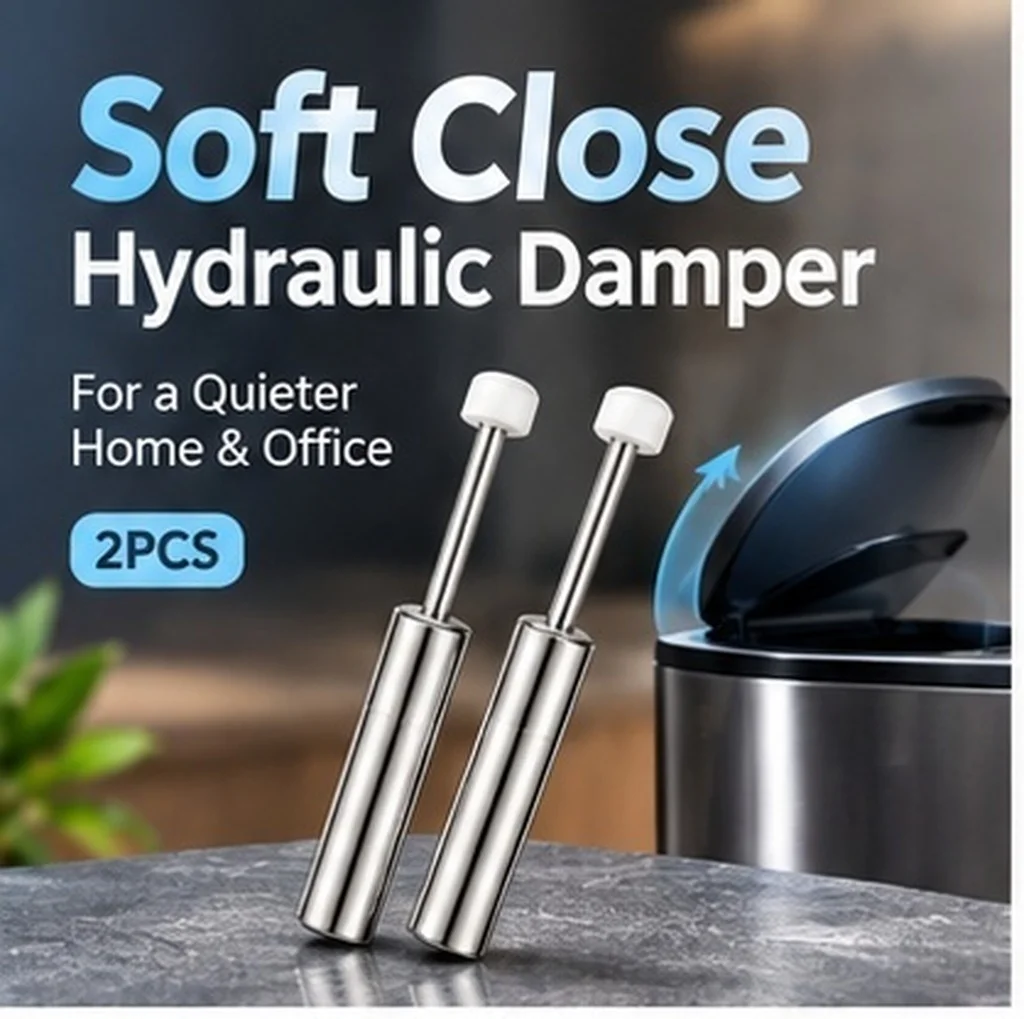 2pcs Soft Close Trash Can Damper Trash Bin Quiet Closure Hydraulic Piston Slow Closing Buffer Garbage Wastebasket Replacement