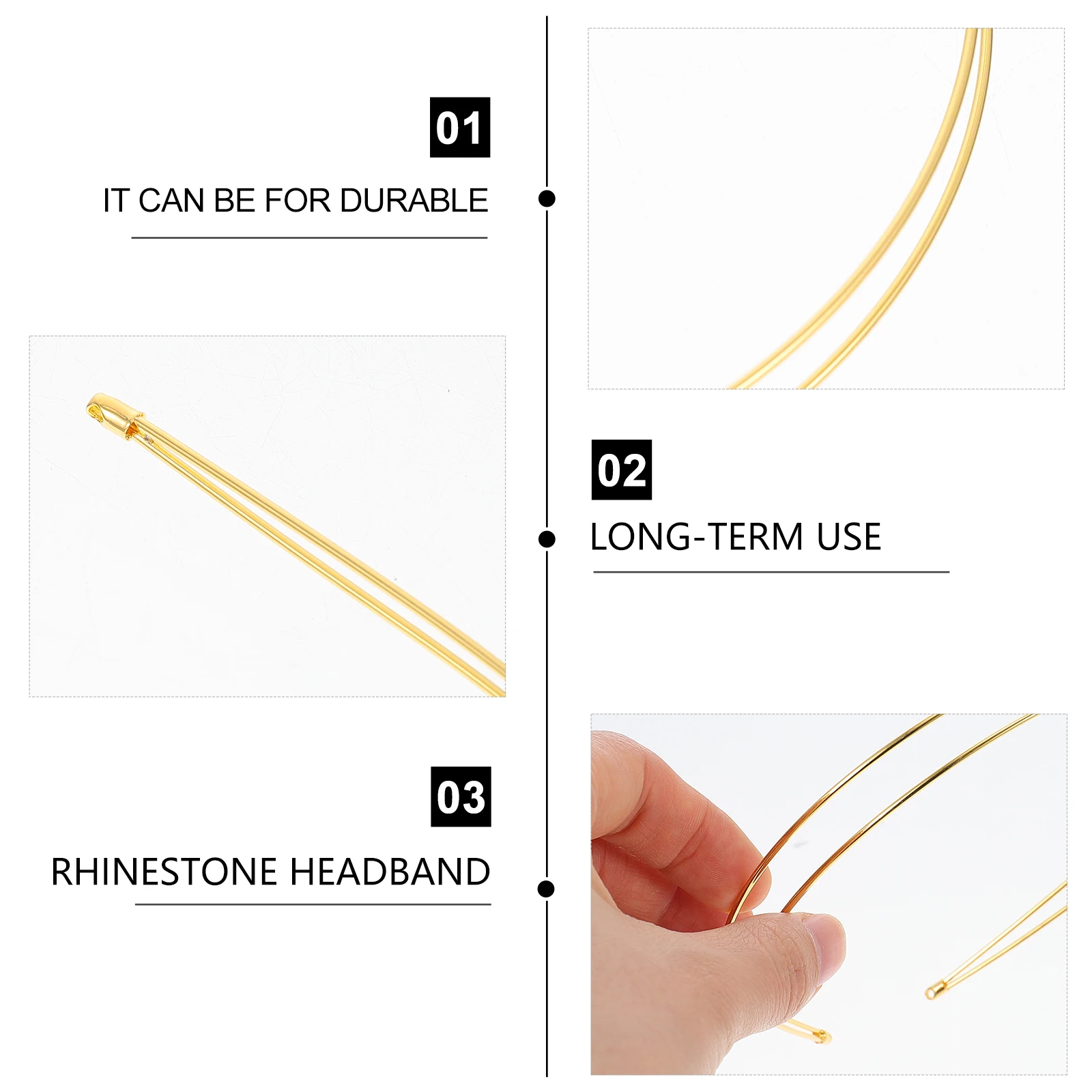 

4pcs DIY Hair Accessories Crown Base Double Layer Vintage Gold 18K Long Lasting Women Girls Decorative Comfortable for