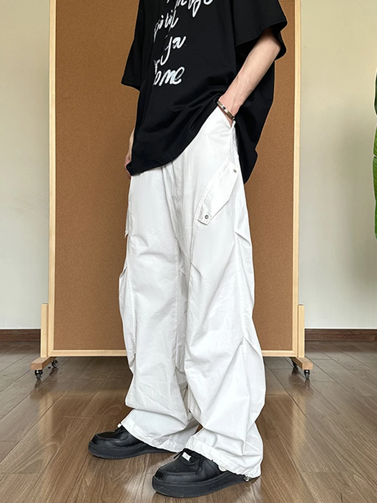 

Белые мужские летние брюки для спецодежды, прямые повседневные брюки в американском стиле десантника, осенние широкие брюки длиной до пола